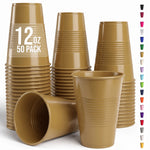 12 Oz. Gold Plastic Cups | 50 Count