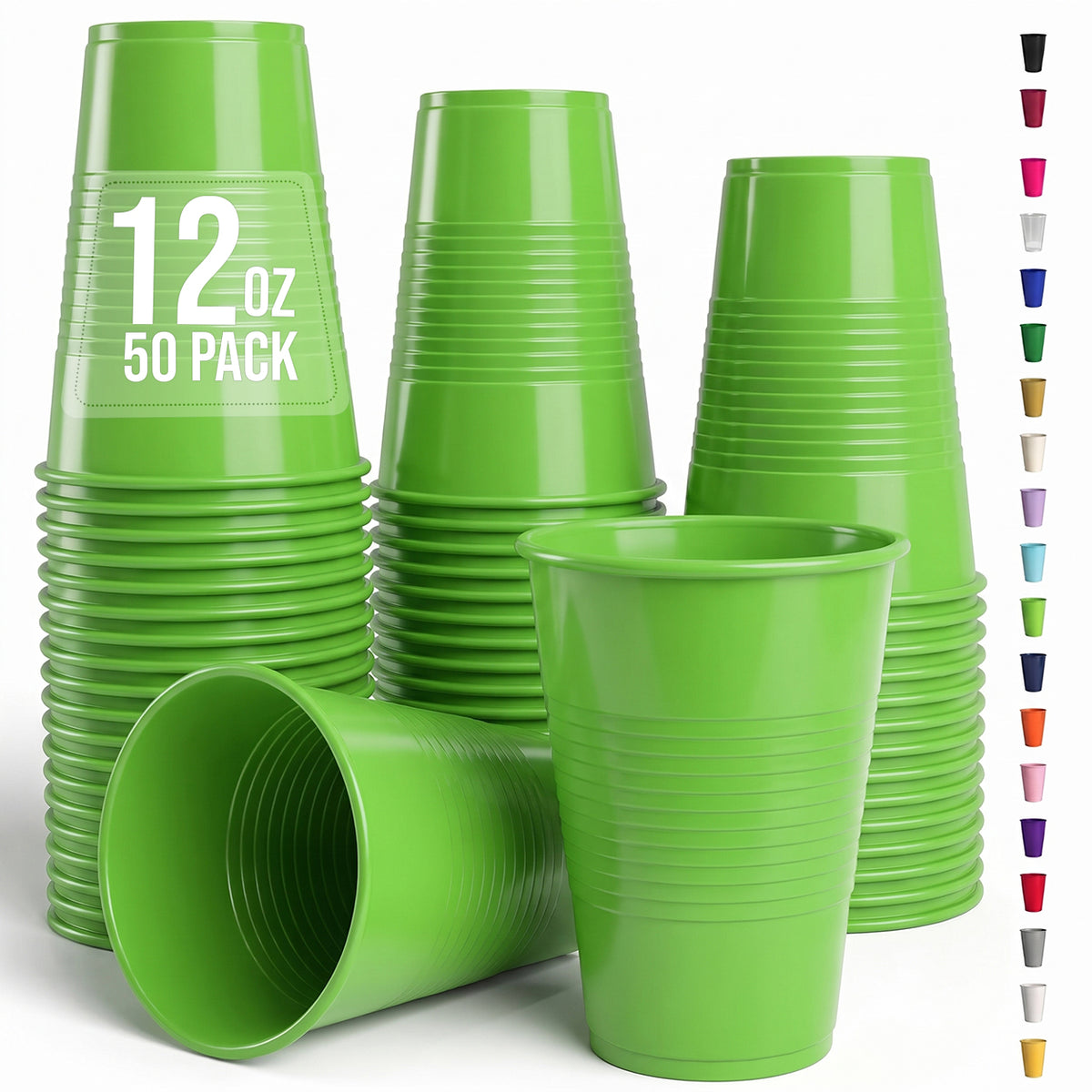 12 Oz. Lime Green Plastic Cups | 50 Count
