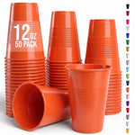 12 Oz. Orange Plastic Cups | 50 Count