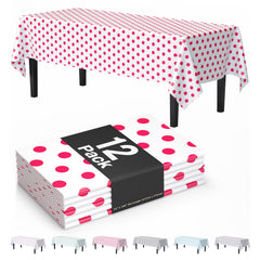 Red Polka Dot Plastic Table Covers | 12 Pack | 54 in. x 108 in.