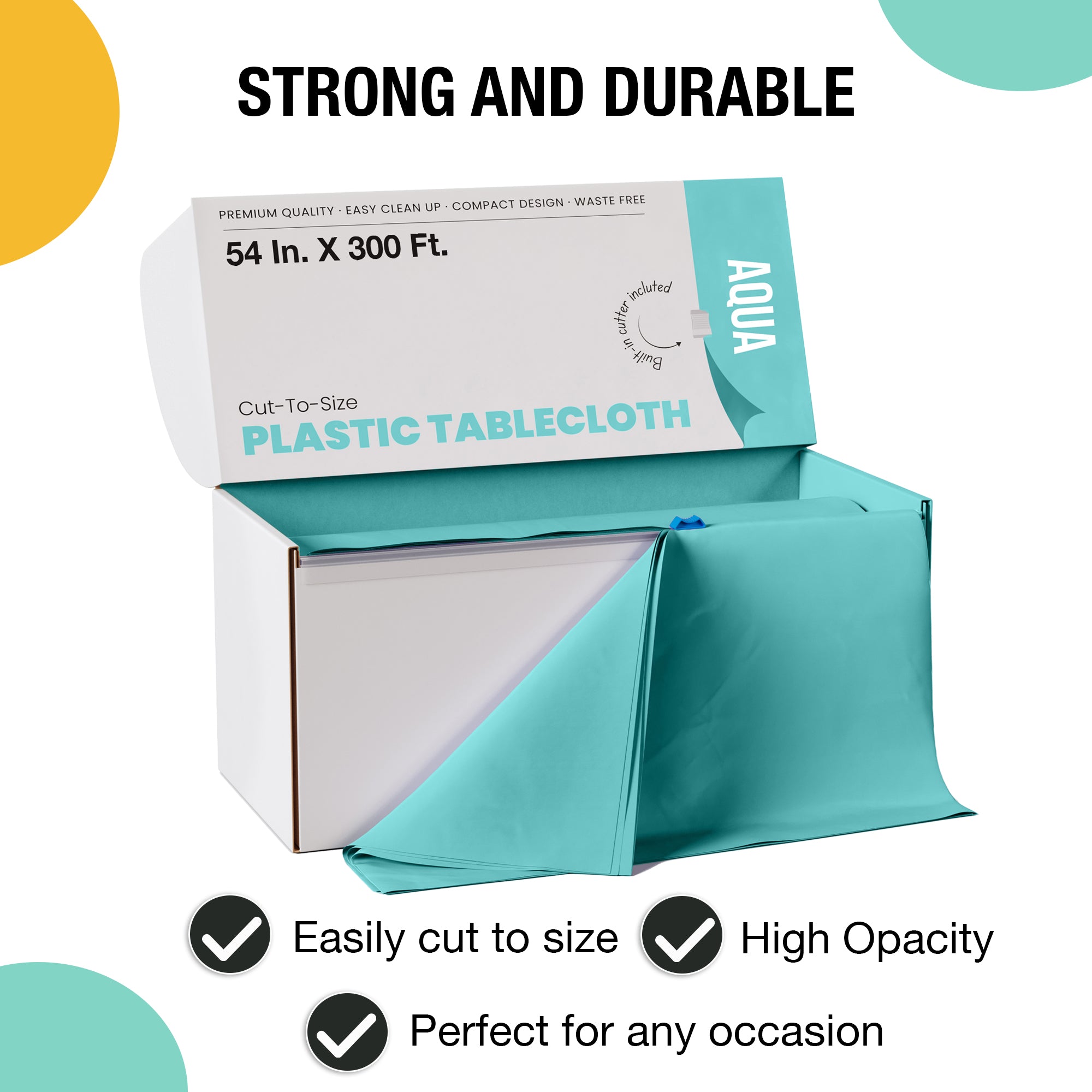 54 in. x 300 Ft. Cut To Size Table Roll | Aqua