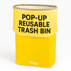 Yellow Pop-Up Fling Bin - 13 Gallon Reusable Trash Container
