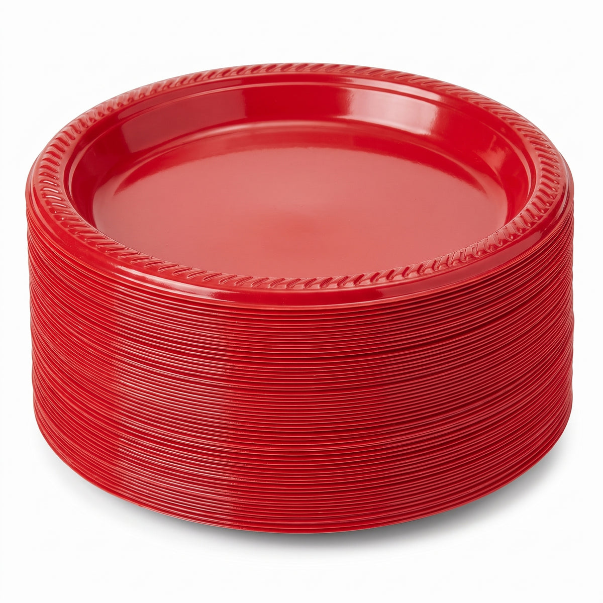 Big Party Pack Apple Red 7" Round Plastic Plates, 50 Count