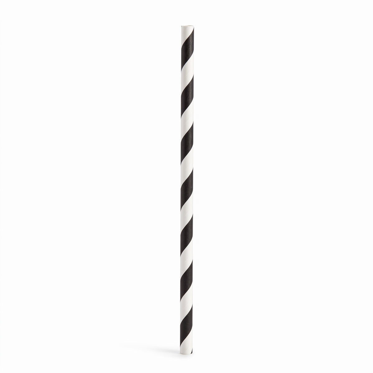 Jet Black Striped Paper Straws - 100 Pack