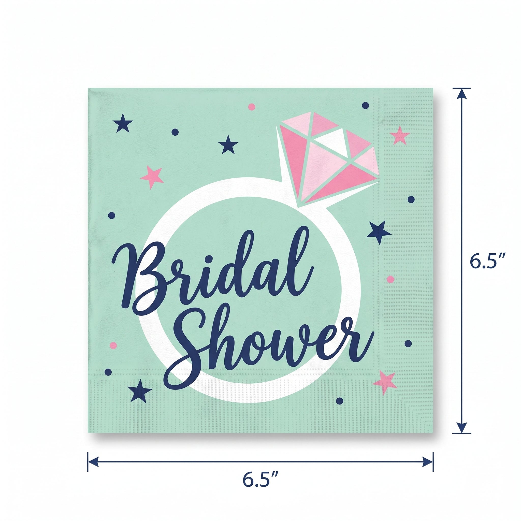 Mint Bridal Shower Luncheon Napkins - 6.5 In. x 6.5 In.
