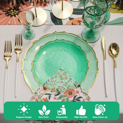 Mint/Gold Petal Plates | Combo Pack 20/20