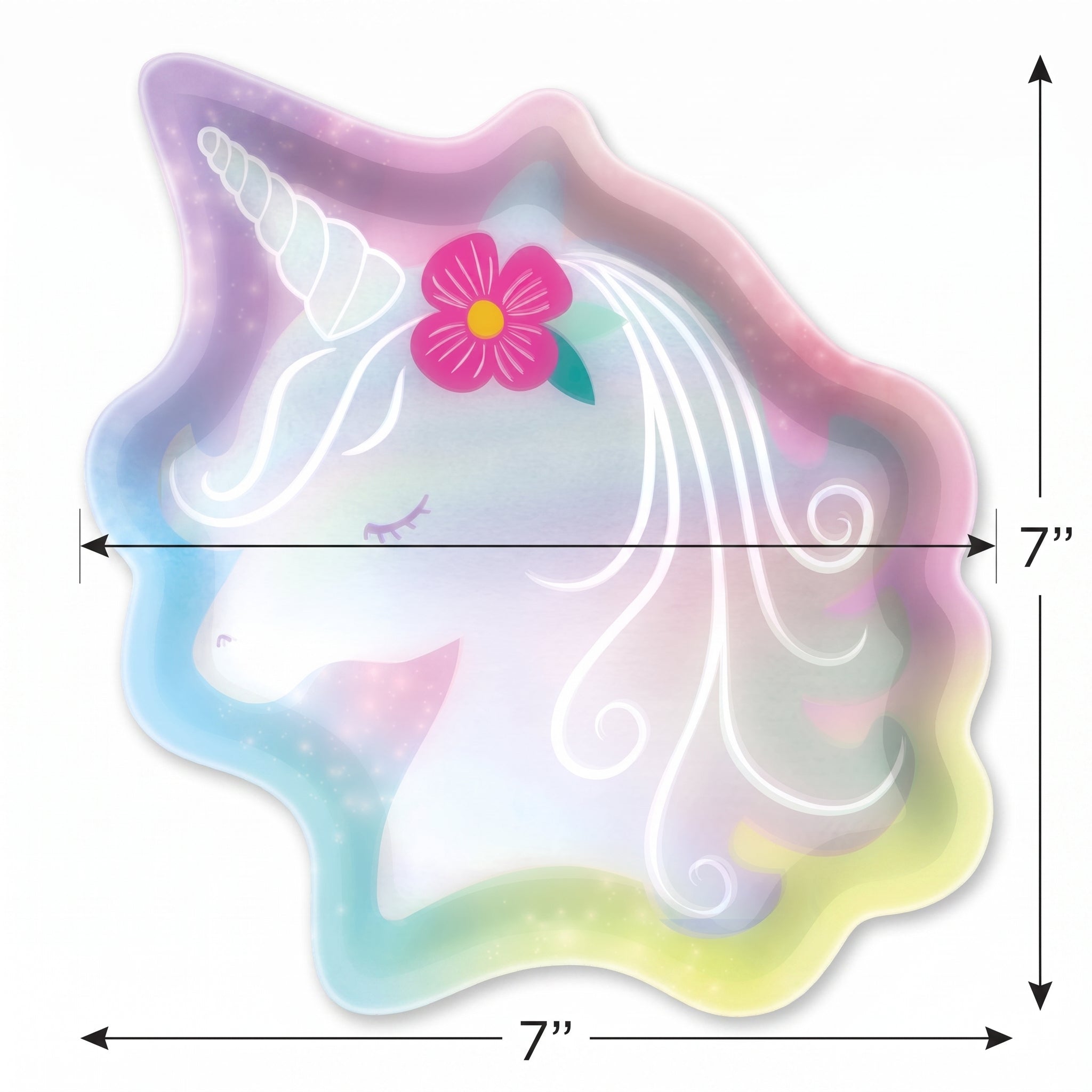 Iridescent Unicorn Shaped Dessert Plates - 7", 8 Pack
