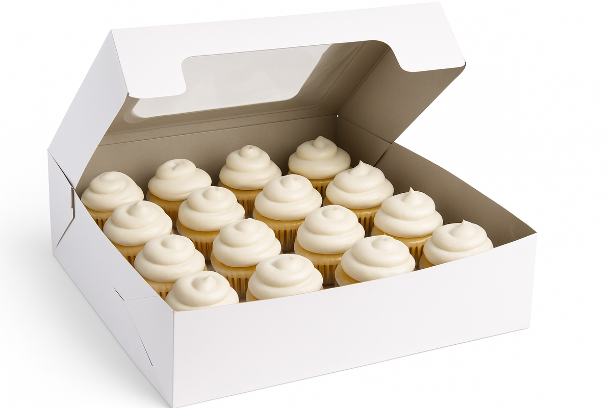 White Square Window Cake Box, 14x14x5 Inches