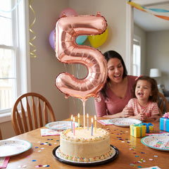 Rose Gold Script Number 5 Foil Balloon - 8 Inch Air-Filled