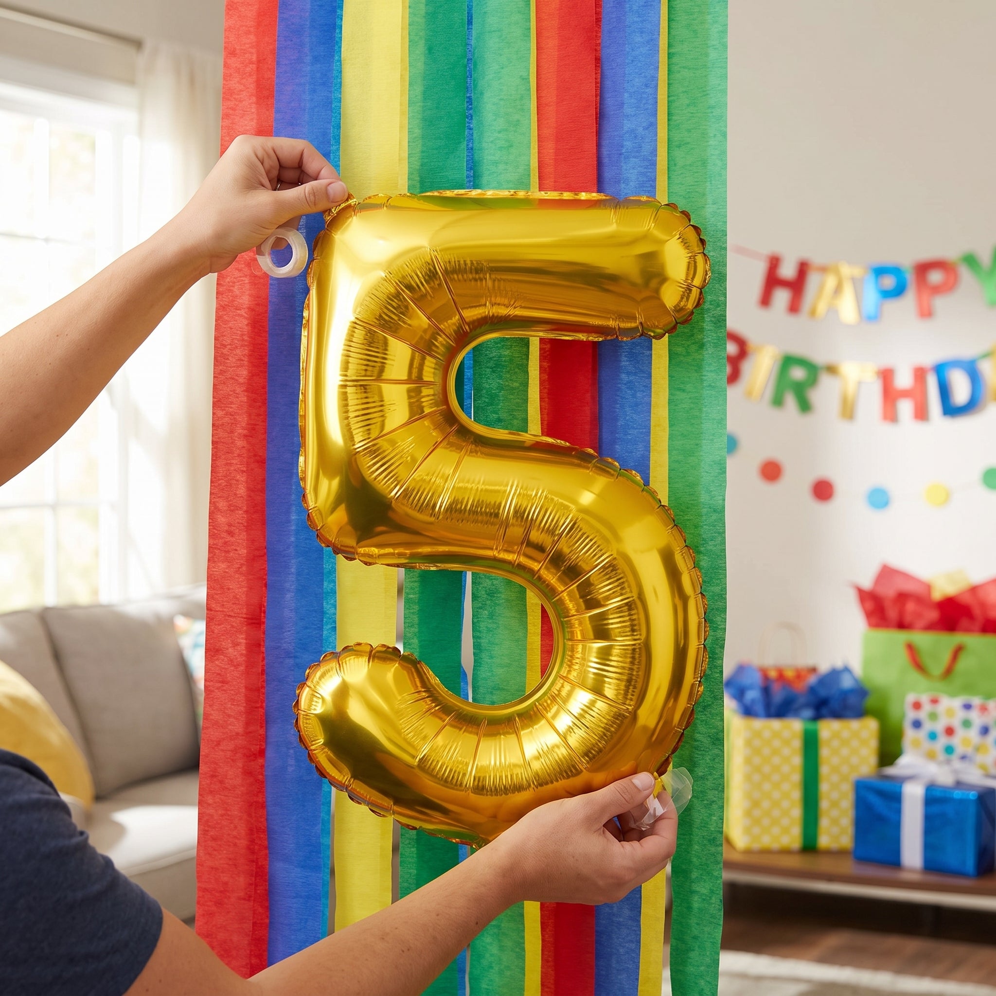 Metallic Gold Number 5 Foil Balloon