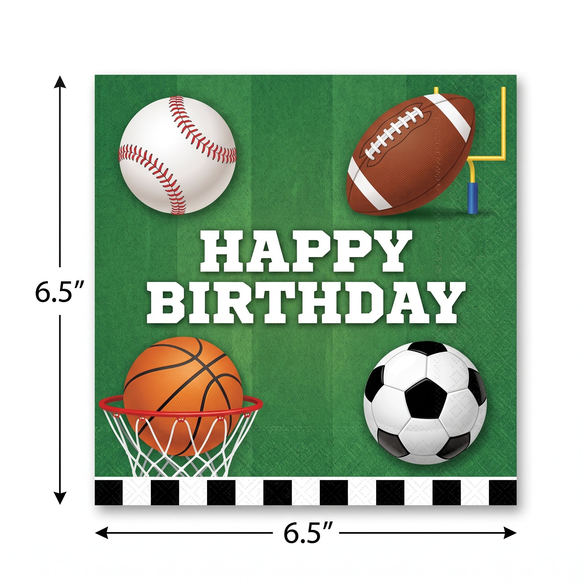 All-Star Sports Birthday Luncheon Napkins - 6.5 In. x 6.5 In.