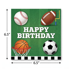 All-Star Sports Birthday Luncheon Napkins - 6.5 In. x 6.5 In.
