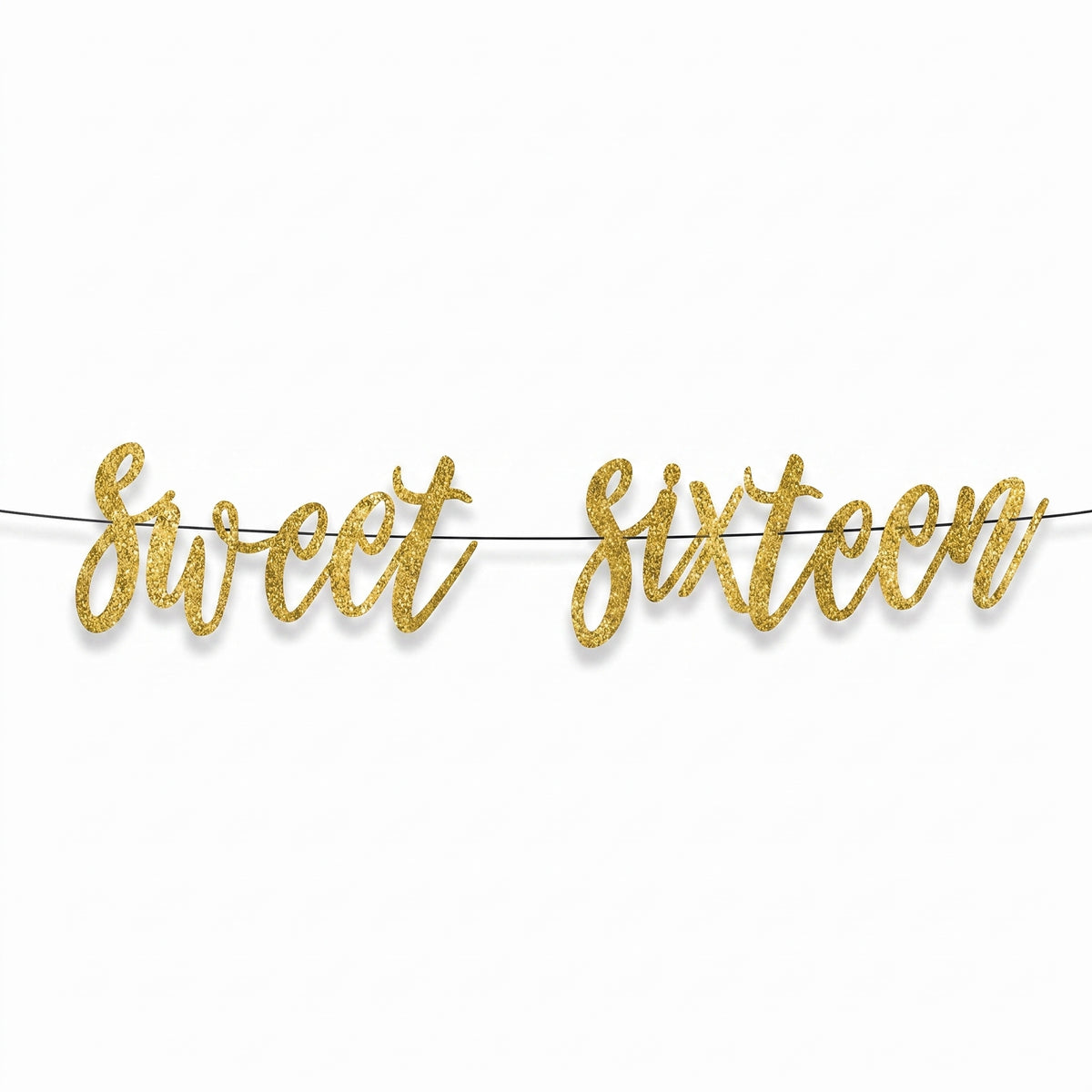 "Sweet Sixteen" Glitter Gold Birthday Banner