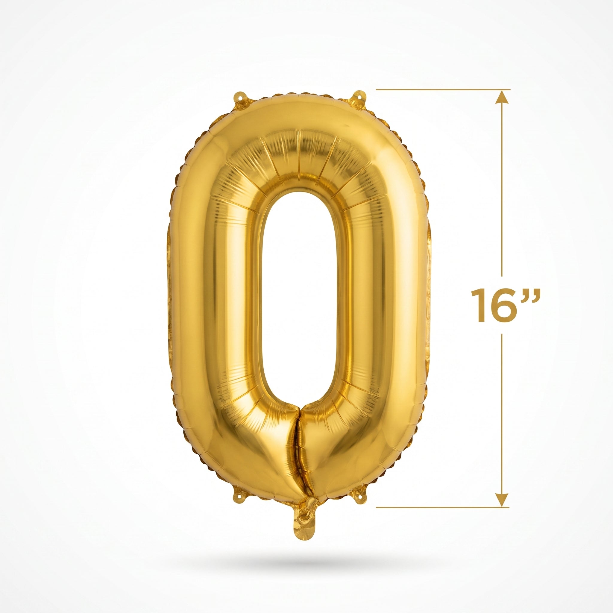 Gold Foil Number "0" Balloon - Air Filled Mylar Party Decoration