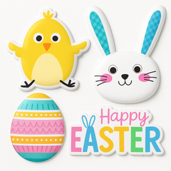 Adorable Puffy Easter Stickers Set