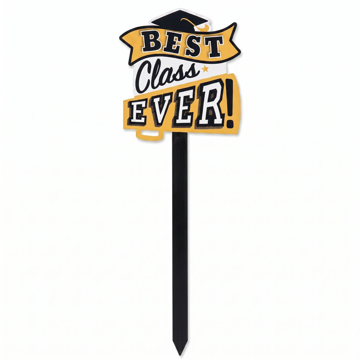 "Best Class Ever" Graduation Yard Stake Sign, Gold/Black, 8.5-in