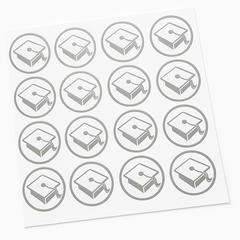 Silver Mortarboard Graduation Sticker Seals, 50-Count