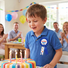 "Birthday Boy" Award Ribbon - Festive Blue Accessory