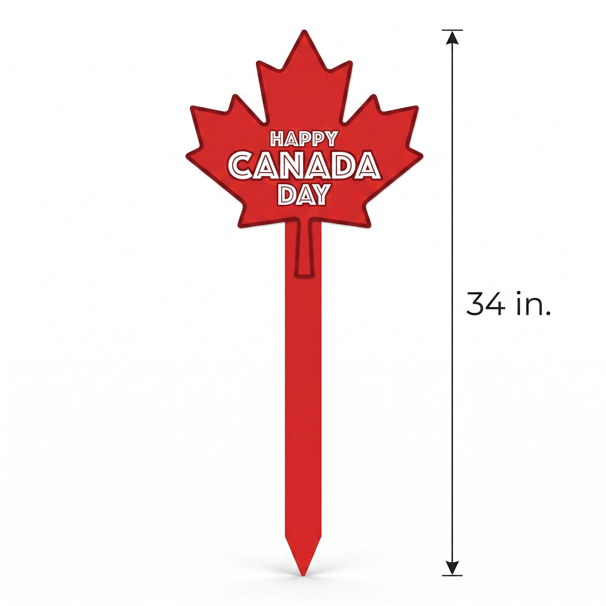 "Happy Canada Day" Yard Stake Sign, Red Maple Leaf, 34-Inch