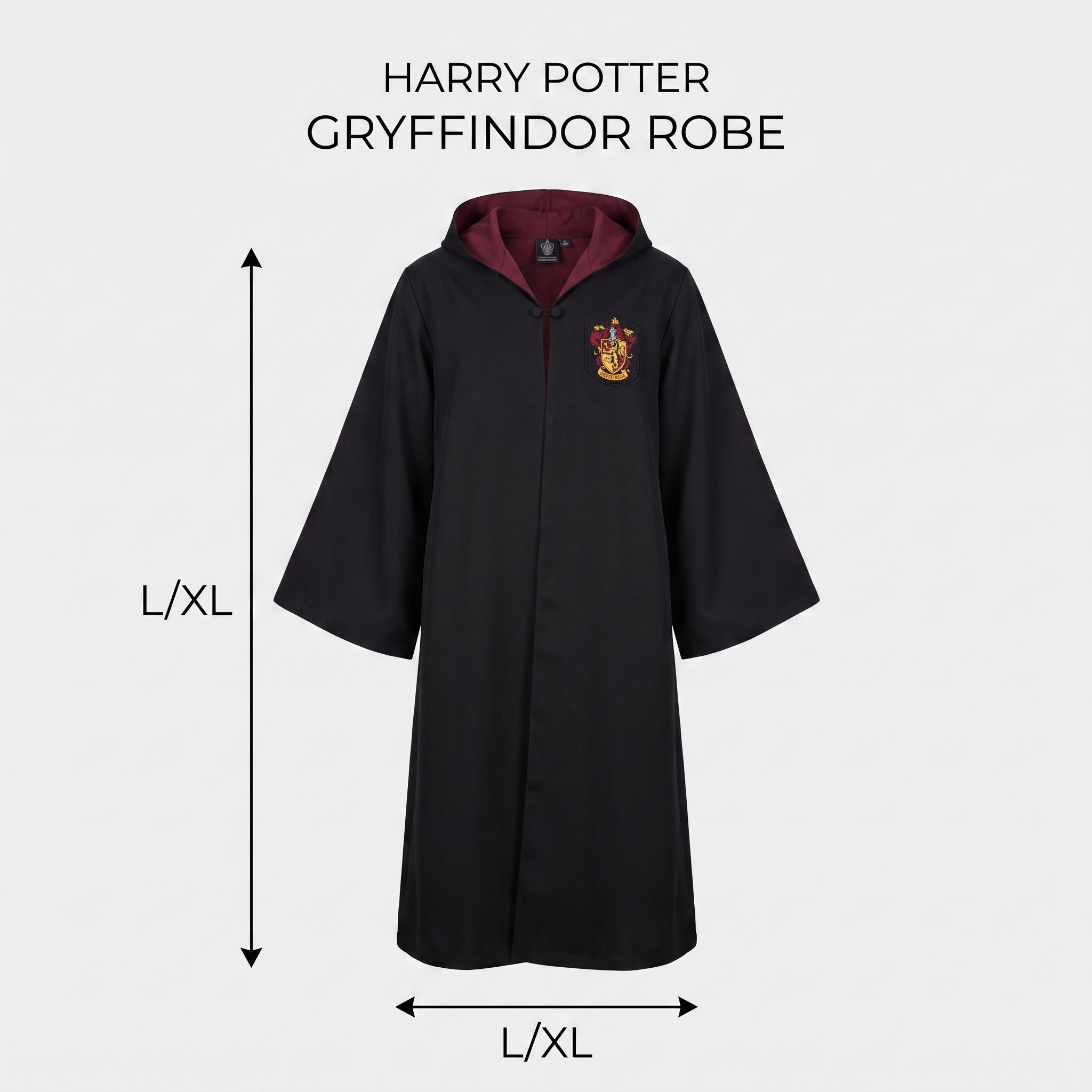 Adult Gryffindor Robe with Hood and Crest, Harry Potter Costume Accessory - Child L/XL