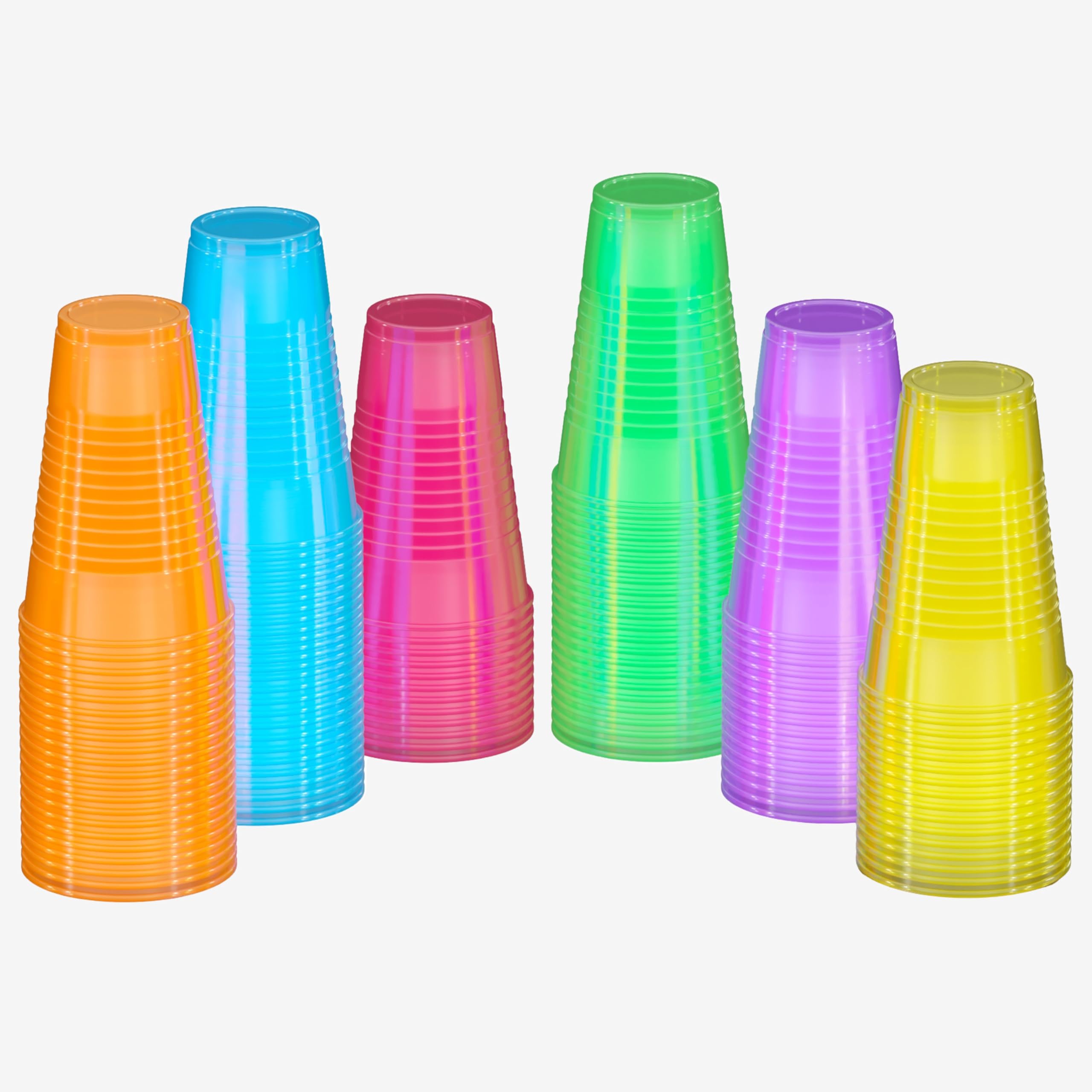 16 Oz. Neon Assorted Color Plastic Cups | 60 Count