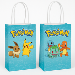 Pokemon Kraft Gift Bags - 8 Pack for Kids' Birthdays