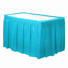 Caribbean Blue Plastic Table Skirt - 54 in x 126 ft