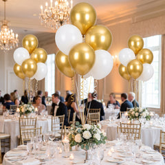 Golden & White Latex Balloons, 11-Inch, 15-Pack