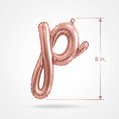 Rose Gold Script Letter "P" Foil Balloon - 8-Inch Air-Filled Decor