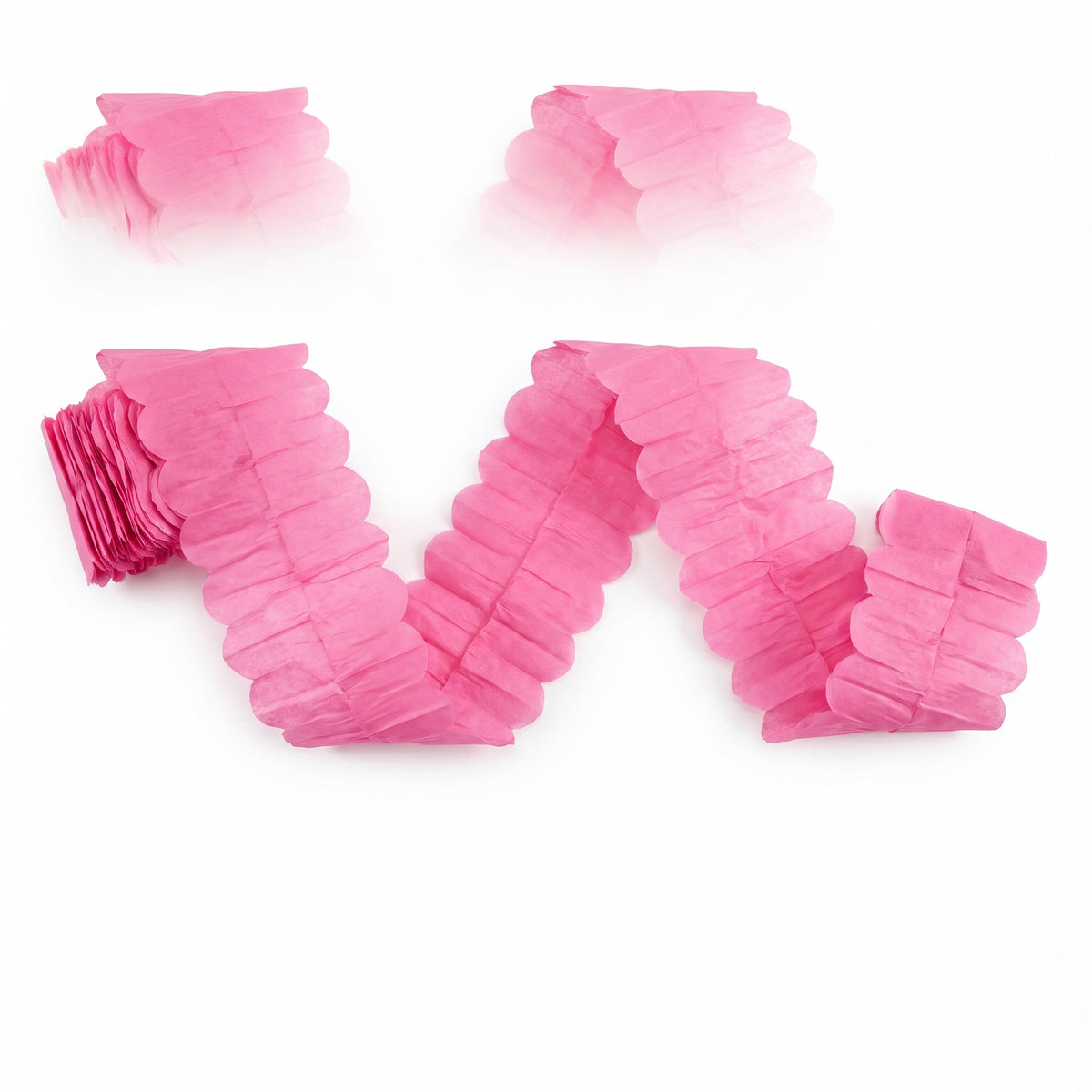 Bright Pink Tissue Paper Garland - 12 ft