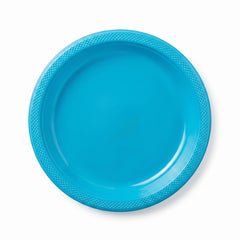 Caribbean Blue Round Plastic Dinner Plates - 10.25", 20 Count