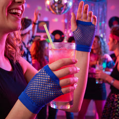 Royal Blue Fingerless Fishnet Gloves
