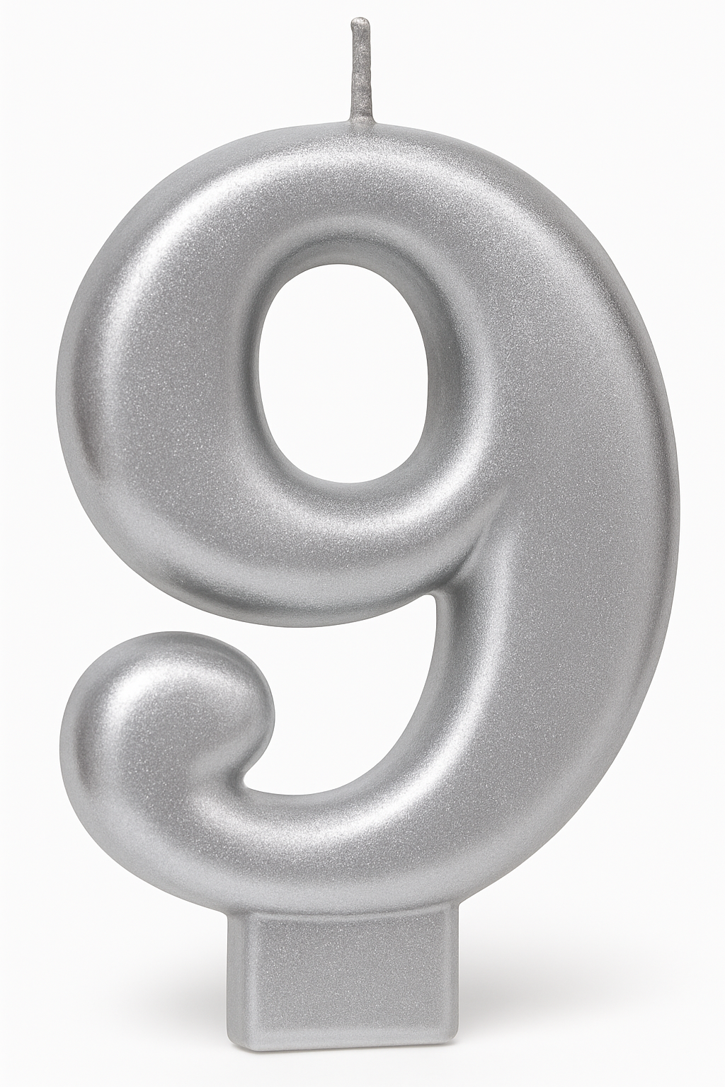 Shimmering Silver Number 9 Birthday Candle
