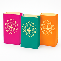 Vibrant Diwali Luminary Paper Bags - Set of 3