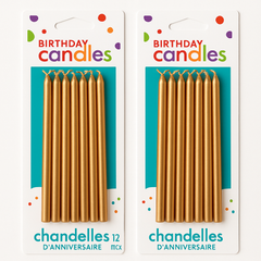Gold Taper Birthday Candles - 5"