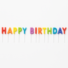 Rainbow "Happy Birthday" Pick Candles