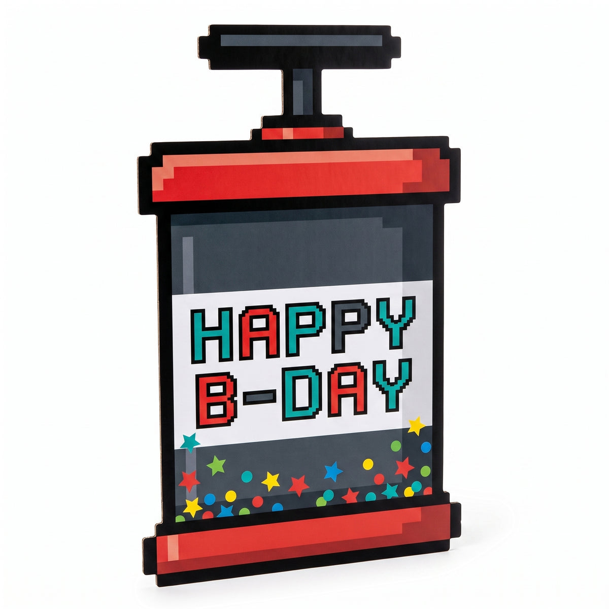 Pixel Party "Happy B-Day" Jumbo Confetti Cutout Decor, 16-Inch
