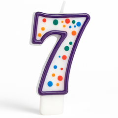 Colorful Polka Dot Number 7 Birthday Candle