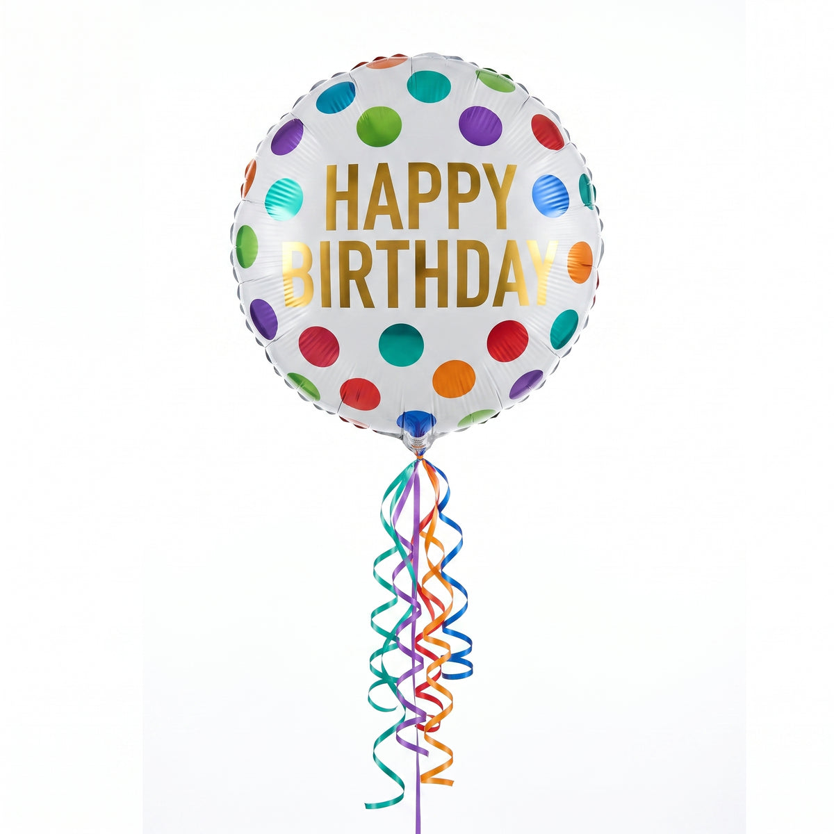Colorful Polka Dot Happy Birthday Foil Balloon with Tassels