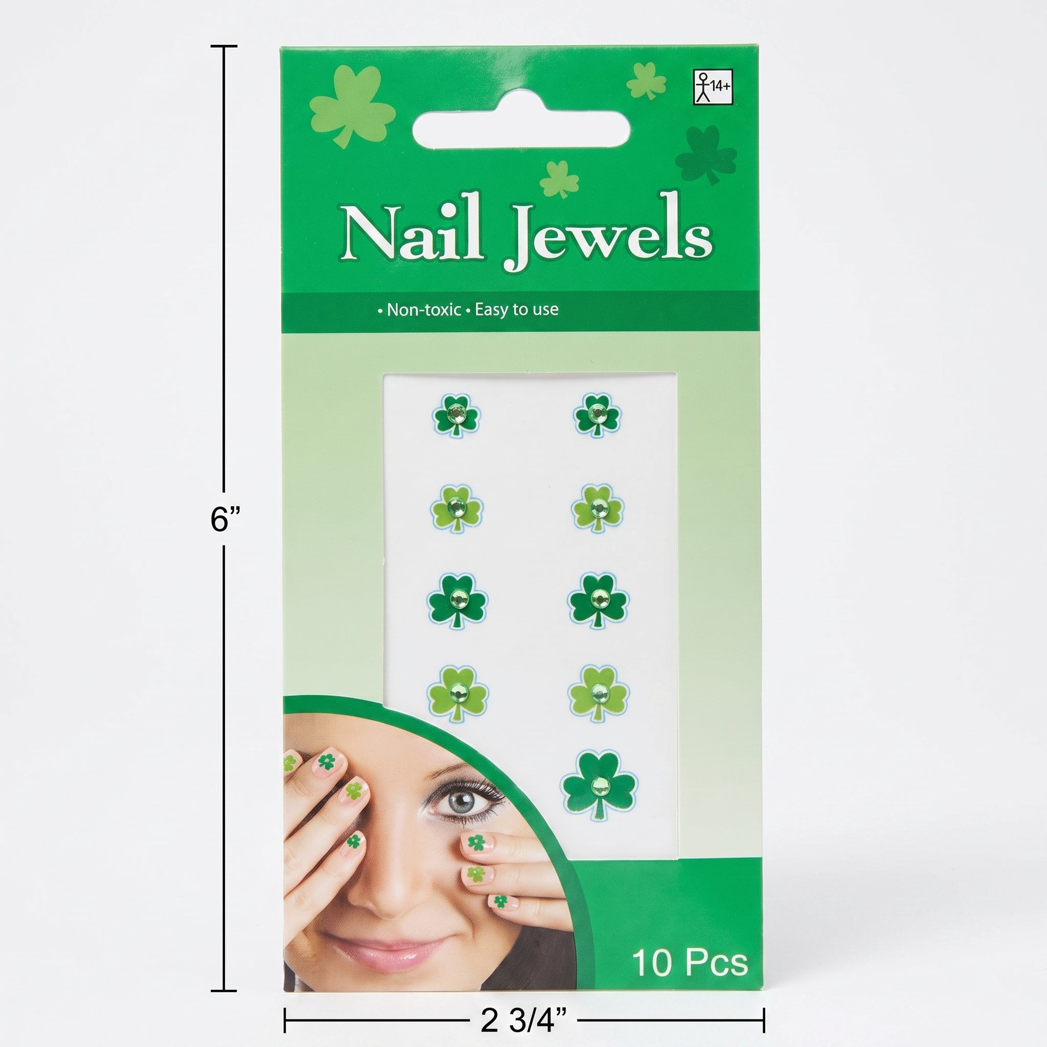 Jewel Shamrock Nail Stickers for St. Patrick's Day