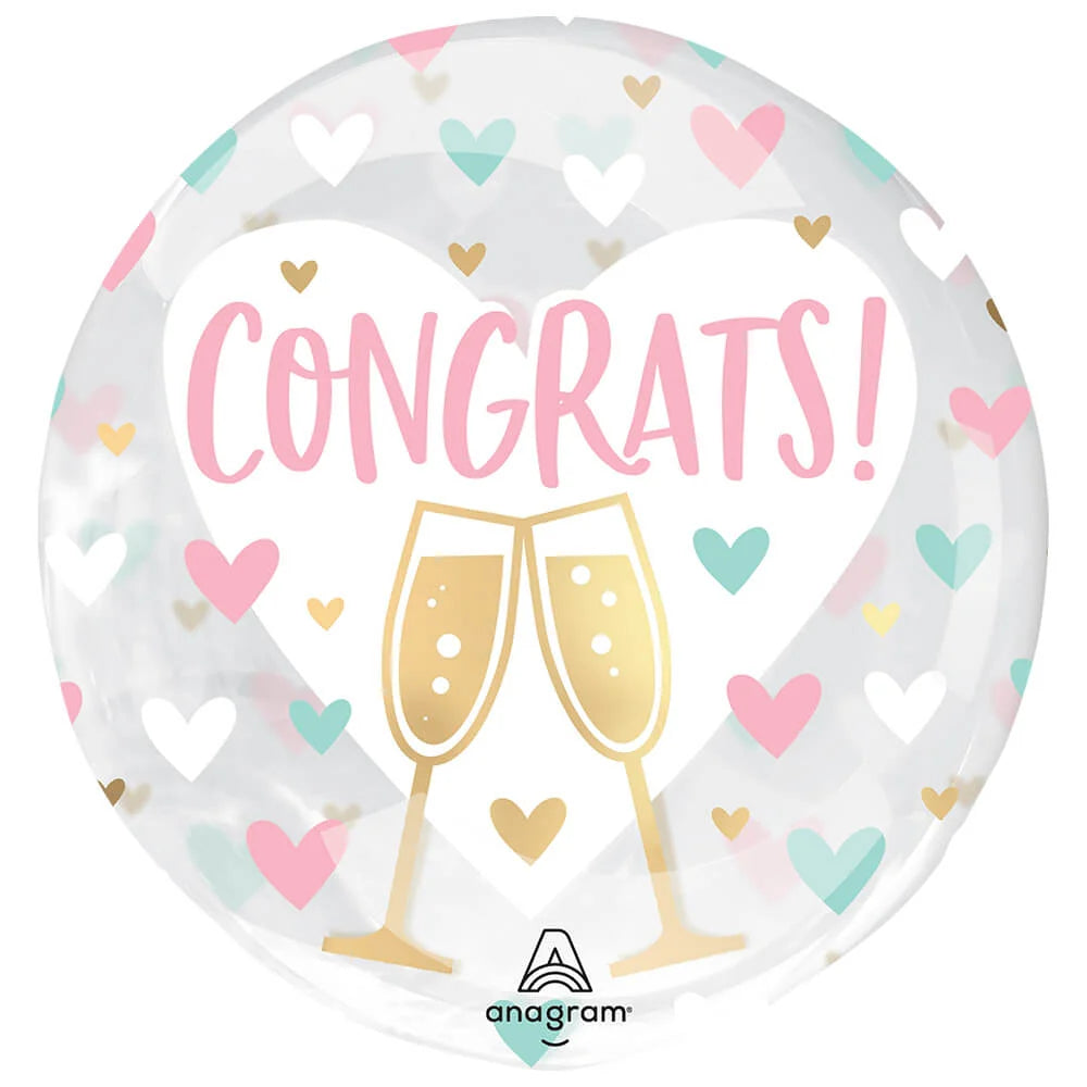 Clearz "Congrats" Hearts Foil Balloon - 18"