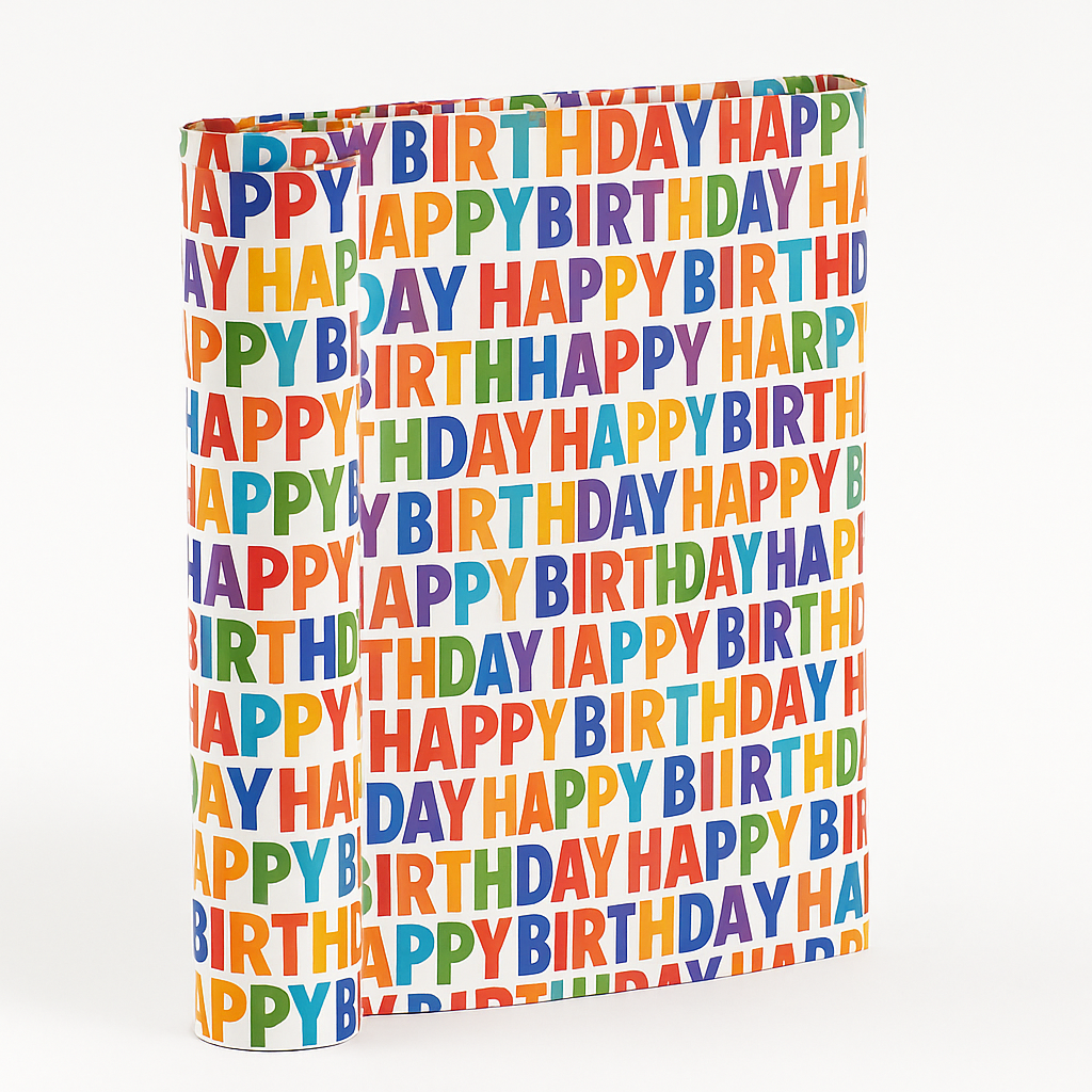 Multicolour "Happy Birthday" Gift Wrapping Paper, 2.6-ft Roll
