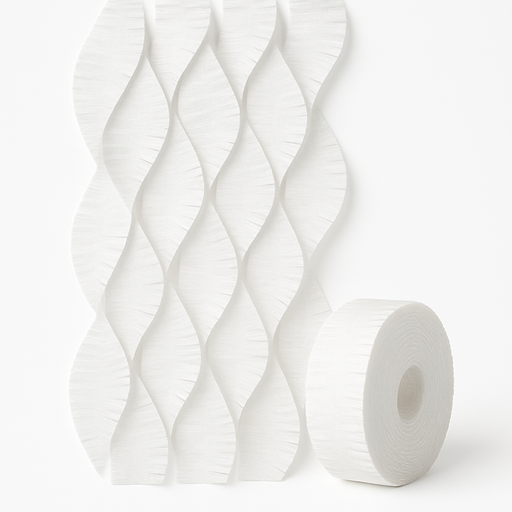 White Wide Fringe Crepe Streamer