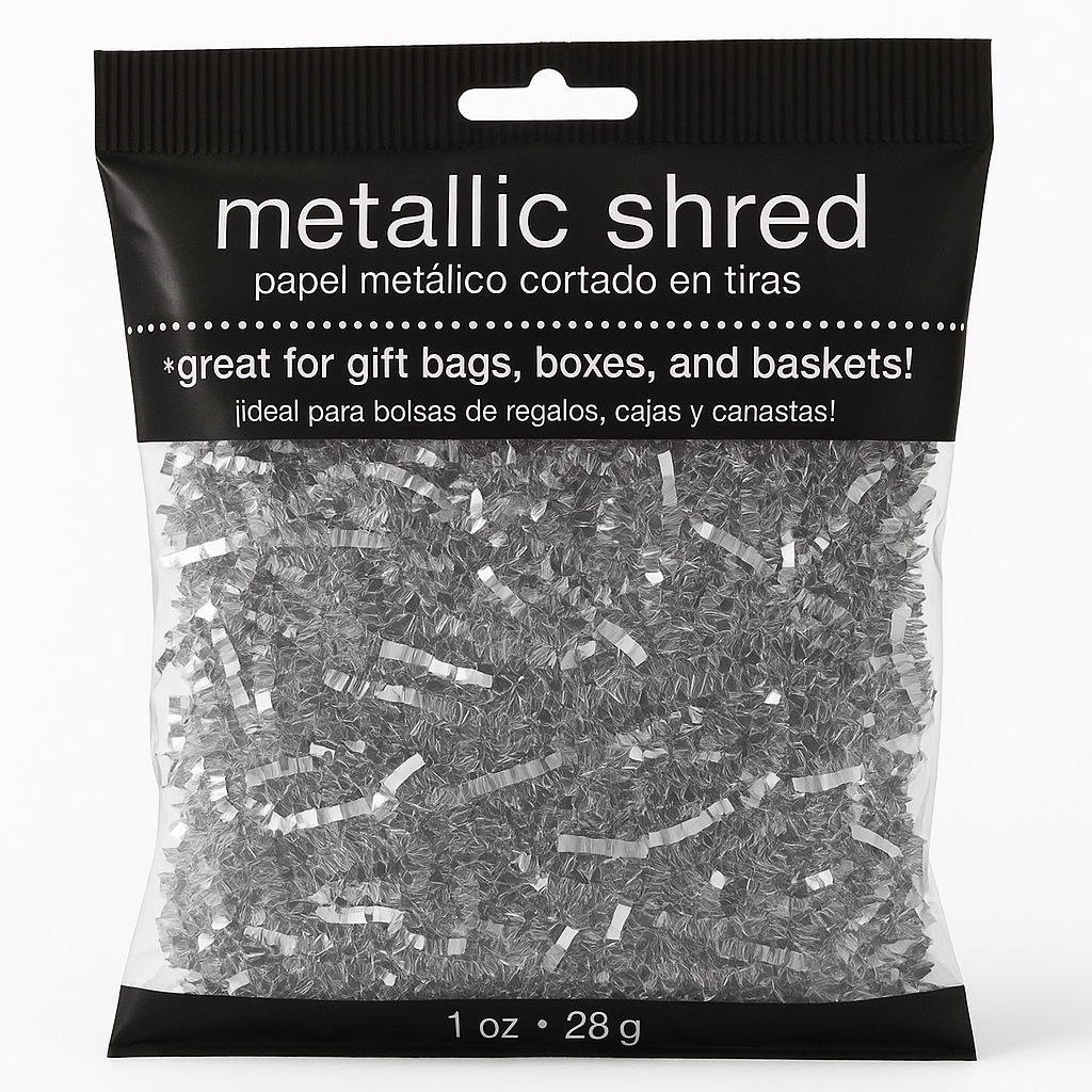 Metallic Silver Crinkle Paper Shreds for Gift Wrapping - 28g