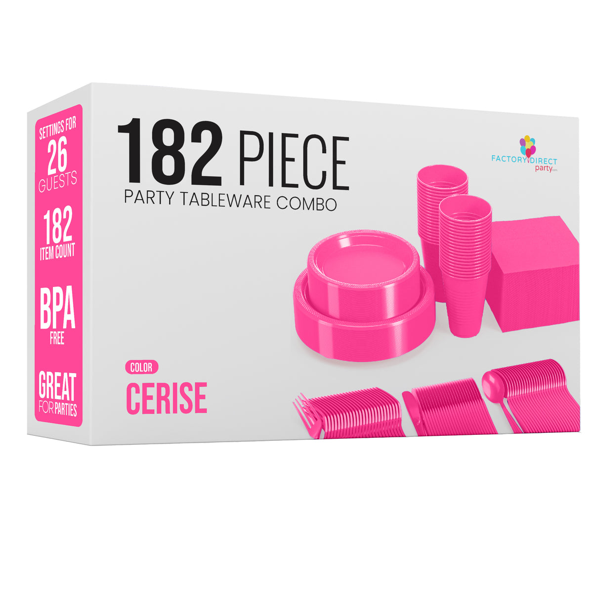 182 Piece Combo Set - Service For 26 - Hot Pink