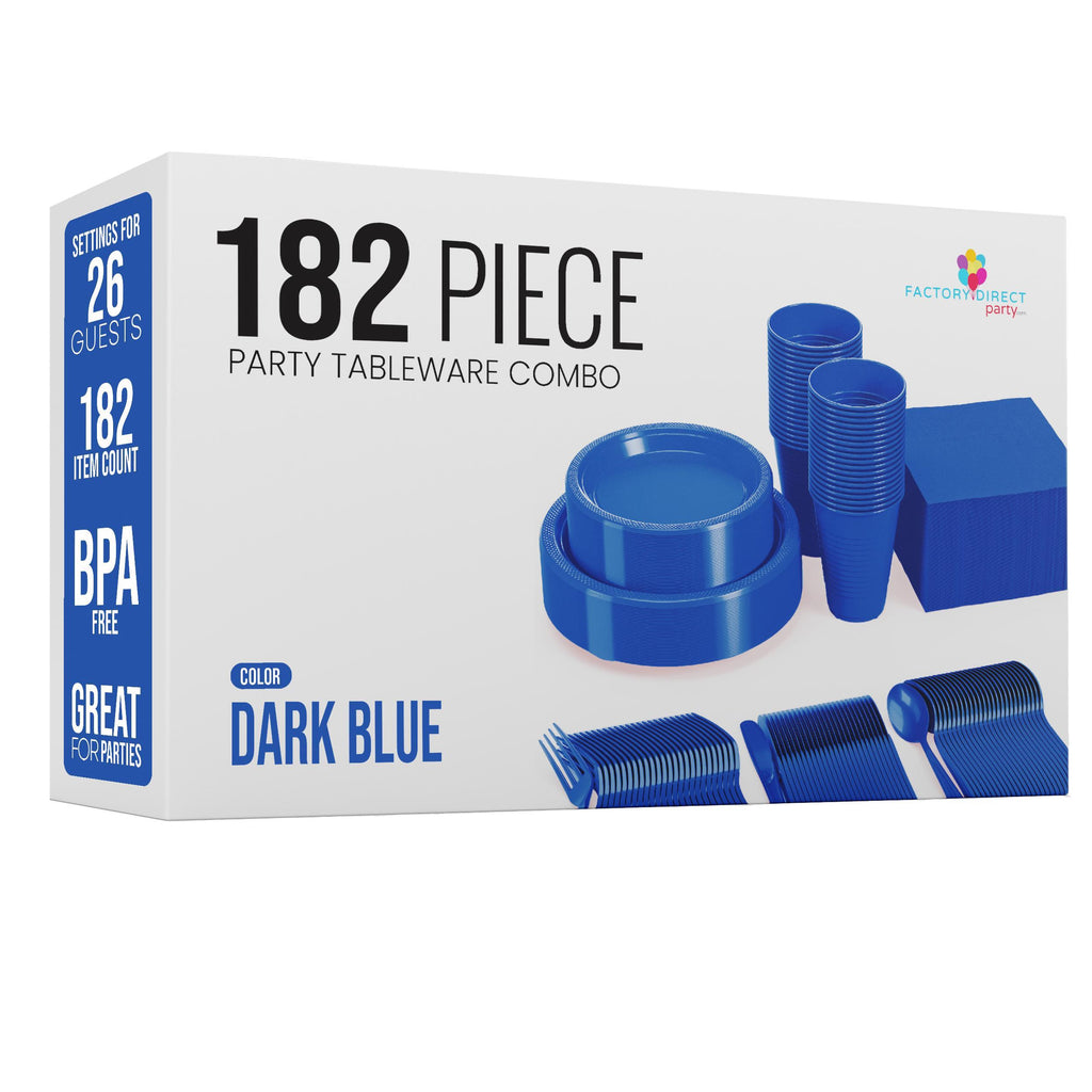 ブルーブルー　オリカラセット　BlueBlue 182 Ct. Dark Blue Plastic Dinnerware Combo Pack | Setting for 26