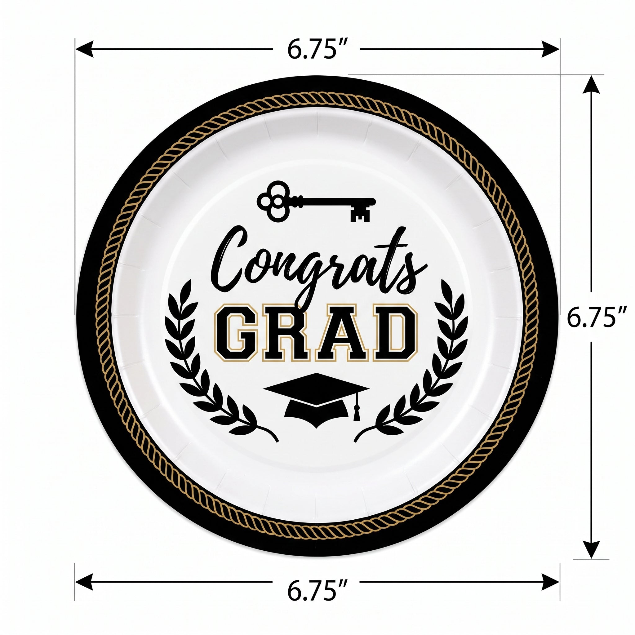"Congrats Grad" 7-Inch Round Paper Plates - 50 Pack