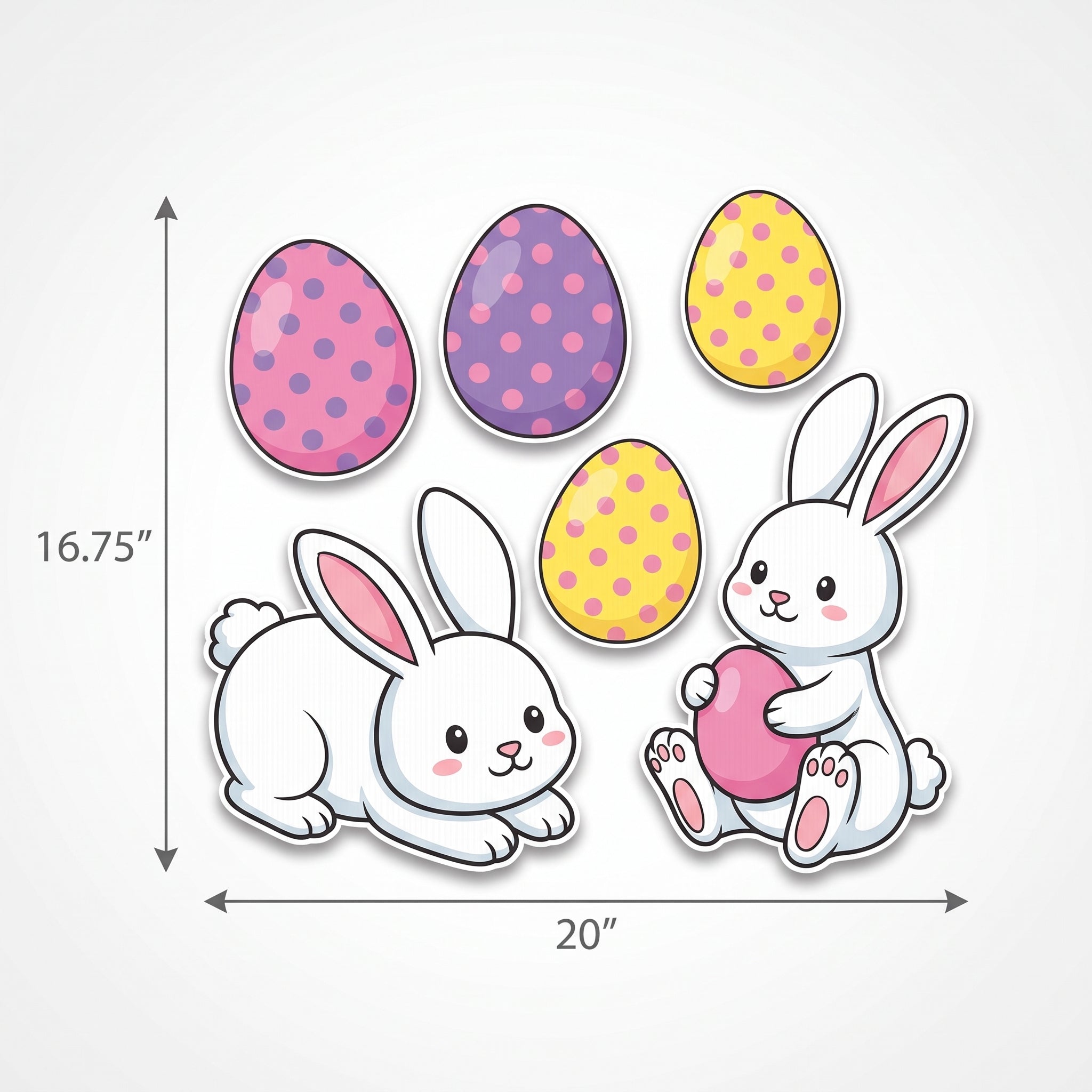 Easter Bunny and Eggs Yard Sign Decorations, 5-Piece Set