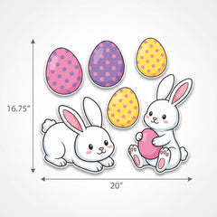 Easter Bunny and Eggs Yard Sign Decorations, 5-Piece Set