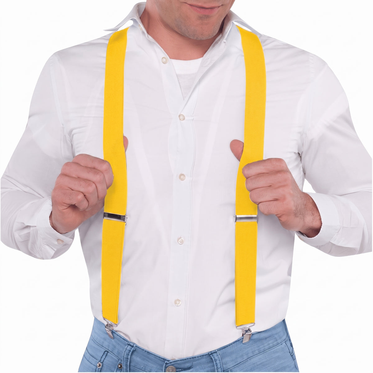 Bright Yellow Adjustable Suspenders - Classic Y-Back Style